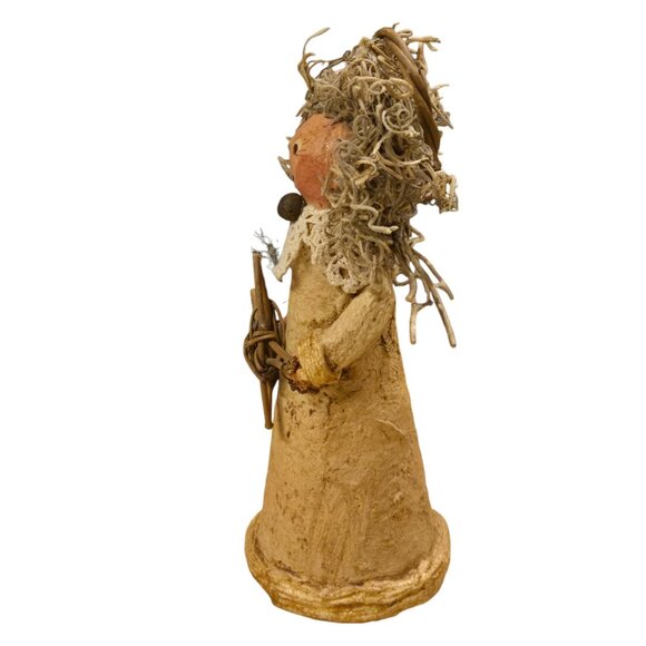 Vintage Angel Figurine 8 Inch Tall Paper Mache Twig Star Prim Home Decor - Picture 16 of 16
